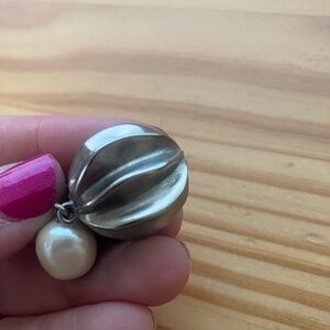 Vintage Givenchy Silver and Faux Pearl Earrings